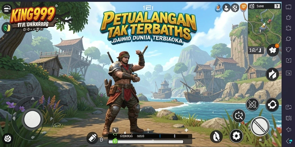 Tampilan screenshot KING999 yang menunjukkan petualangan di dunia terbuka.