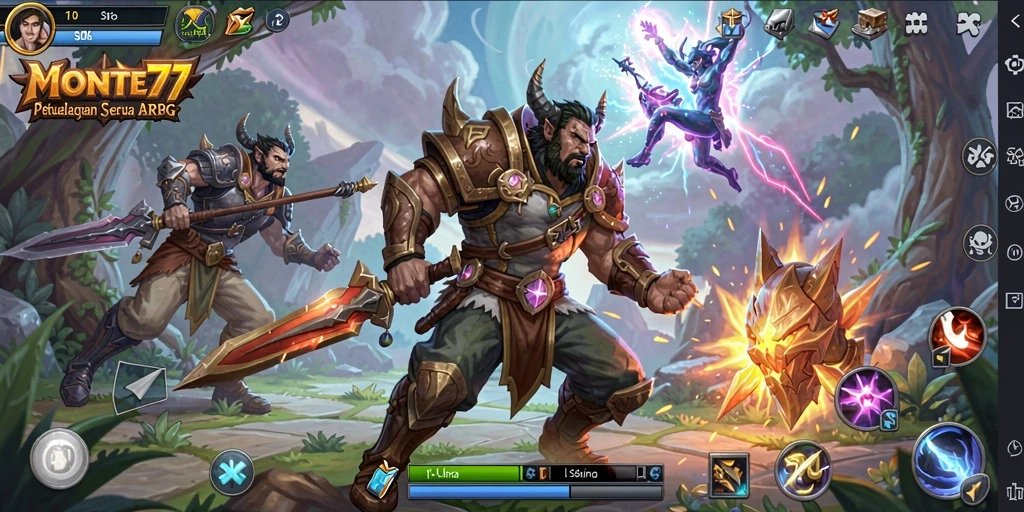 Tangkapan layar utama <strong>MONTE77</strong> menunjukkan aksi mendebarkan dalam gameplay ARPG.